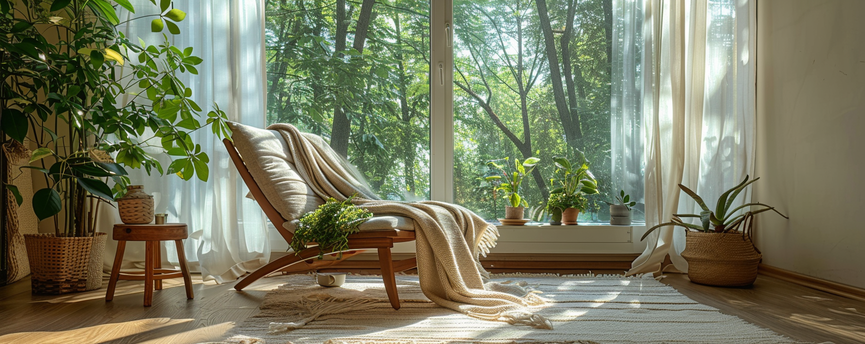 Miljøvenligt loungehjørne med morgensol – ZENKO's kontakt med ro, lys og nærvær